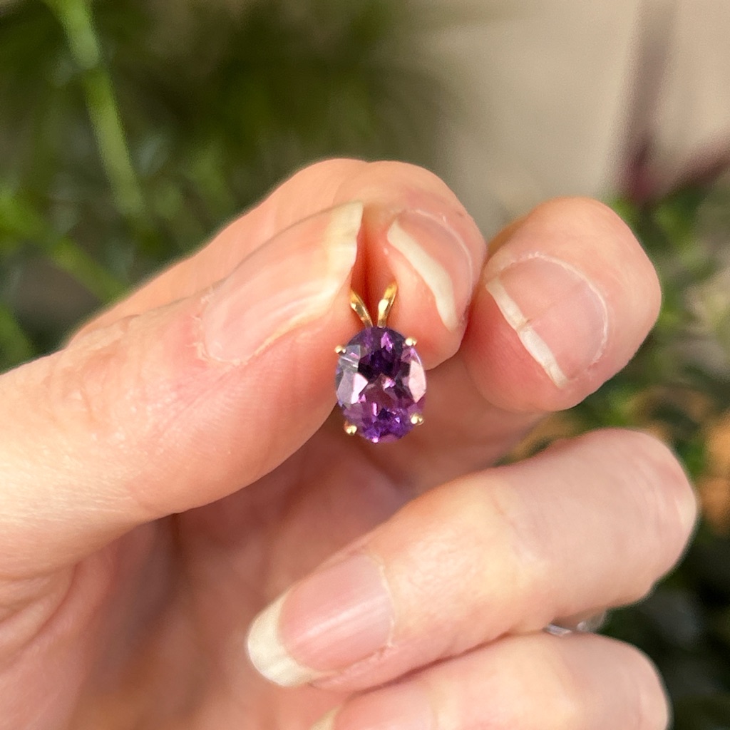 14k Solid Gold Amethyst Pendant